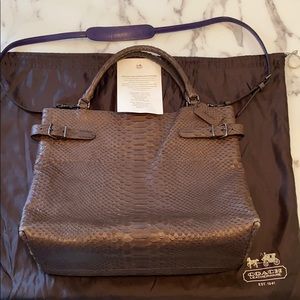 Coach Embossed Leather Python Handbag Chocolate